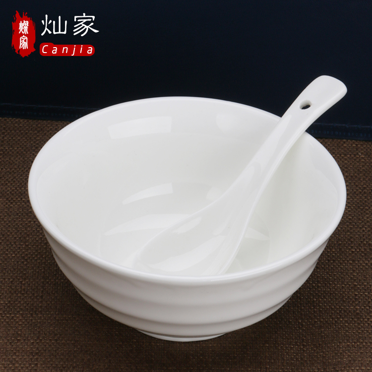 The downtown home rainbow noodle bowl pure white ceramic tableware bowl bowl bowls of flour bowl of resistance to high temperature