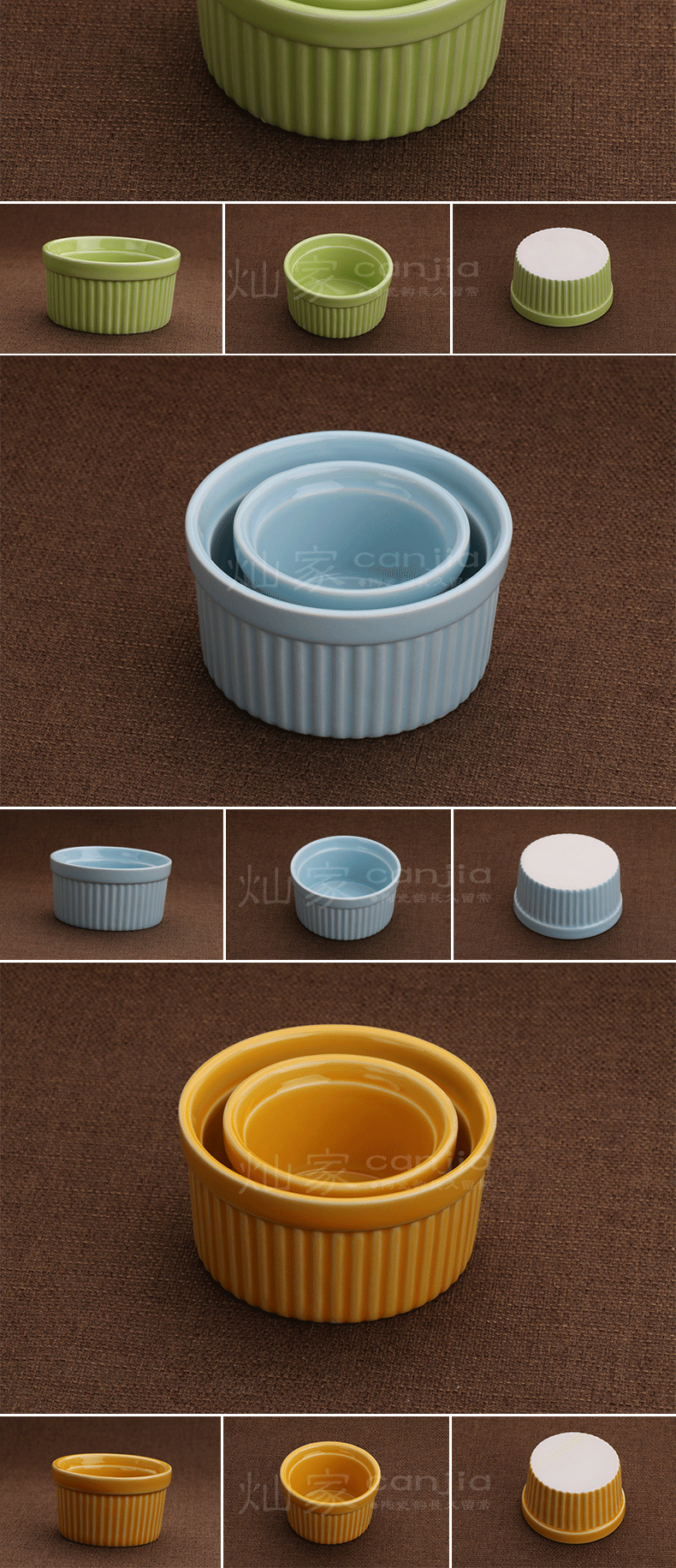 Ceramic baking dish high - temperature baking tools pudding cup baking bowl of shu she stripe cup dessert cup