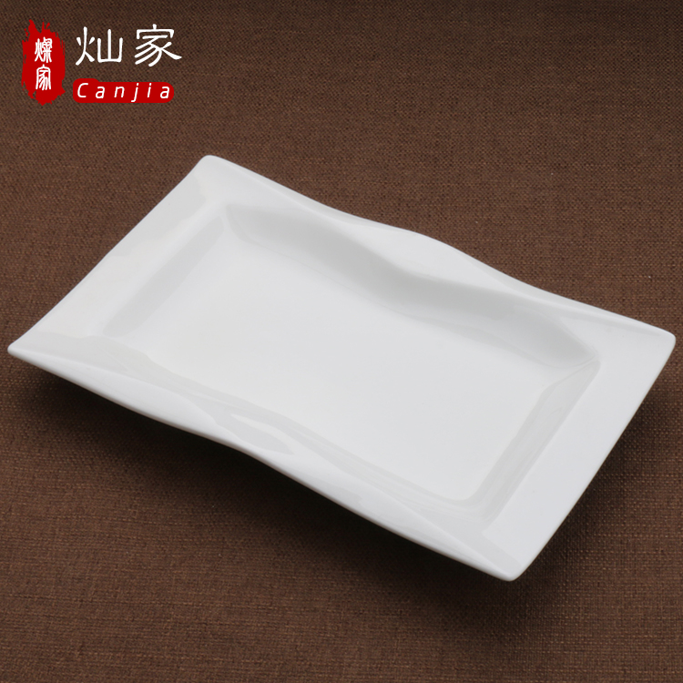 Can is home pure white ceramic plate special - shaped ceramic plates of sushi plate rectangular dinner plate starch plate steamed vermicelli roll plate