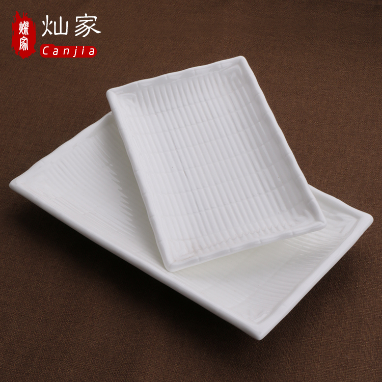Can is home rectangular plate ceramic pure white sushi of disc fruit cake plate all the hotel tableware oblong bamboo products