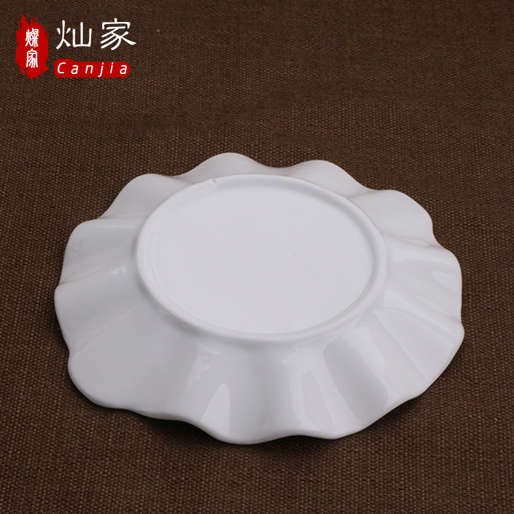 Can is lotus leaf disk porcelain tableware hotels pure white ceramic fruit salad plate FanPan soup plate tableware