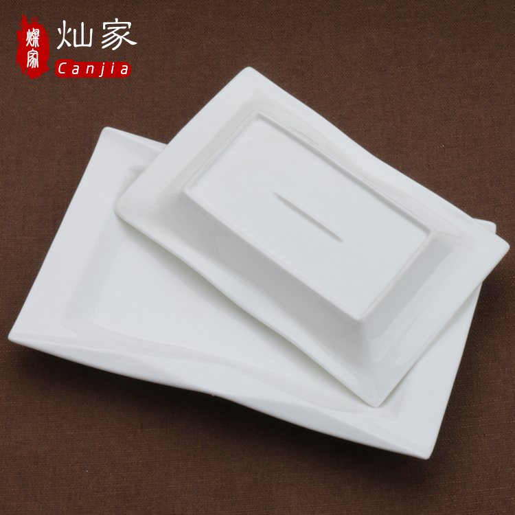 Can is home pure white ceramic plate special - shaped ceramic plates of sushi plate rectangular dinner plate starch plate steamed vermicelli roll plate