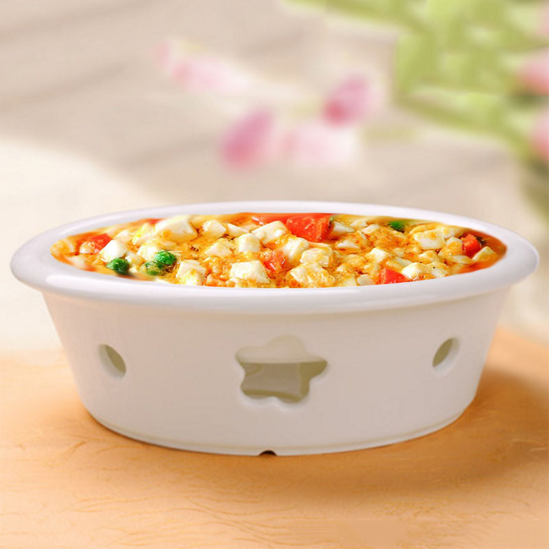 Ceramic based alcohol heating plate heating furnace western food table setting white round dish dish soup plate soup pot set
