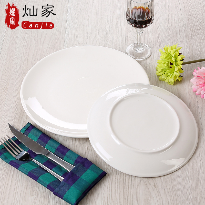 Plate pure white ceramic Plate beefsteak disk platter household month CD western - style tableware snack Plate disk