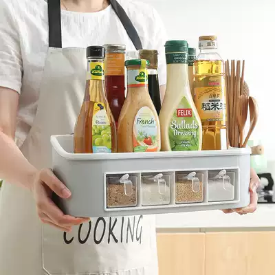 Extraordinary home goods kitchen shelf Simple seasoning rack Double-layer oil, salt, sauce and vinegar storage storage box seasoning box