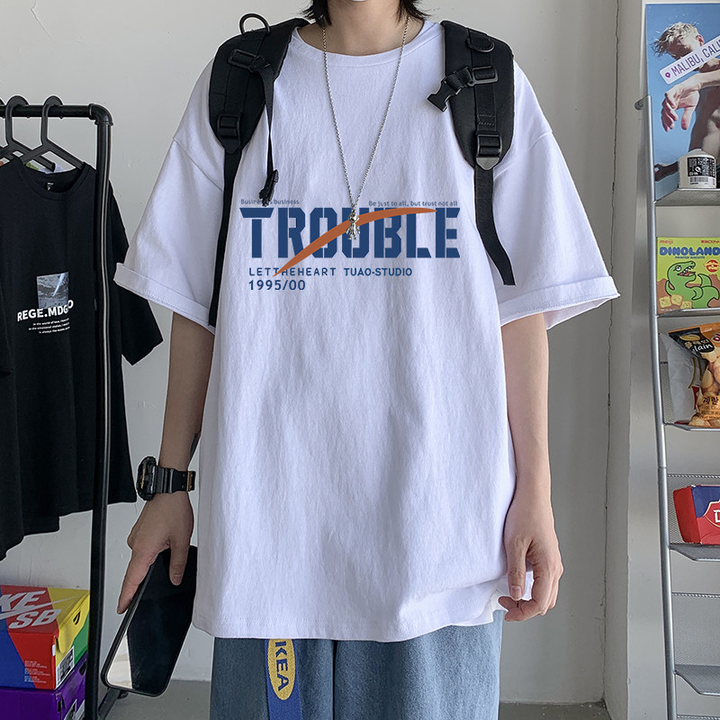 Short sleeve men's clothing tide summer loose Guangzhou 13 lines of clothes trend pure cotton American retro t-shirt