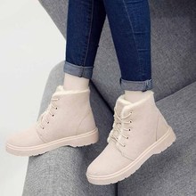 雪地靴女加绒系带平底学院风百搭显瘦靴子