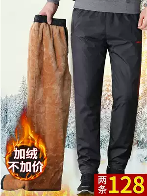 Winter plus velvet Padded cashmere sports casual pants middle-aged men dad pants elderly elastic cotton pants men