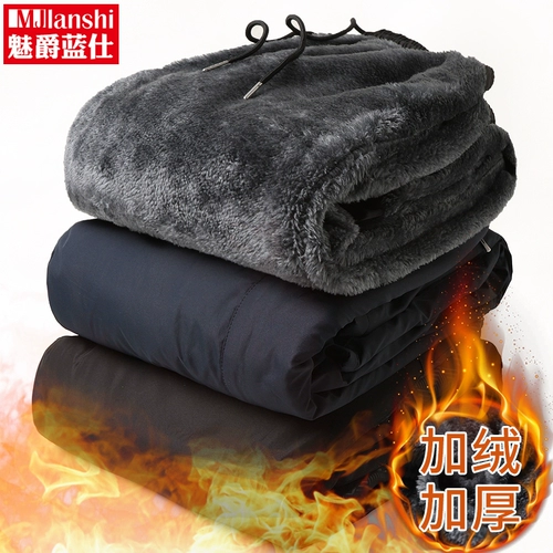 Мужские утепленные бархатные спортивные штаны для отдыха, для мужчины среднего возраста