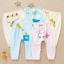 Summer baby pure cotton large pp pants thin child fart pants male and female long pants baby home sleeping pants autumn pants