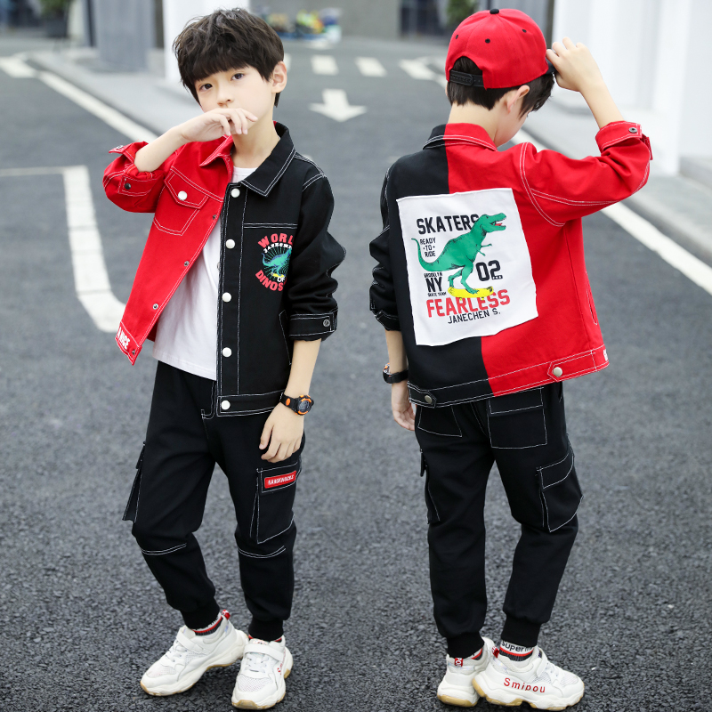 Children's Wear Boys Autumn Suit 2021 New Medium and Big Boy Spring and Autumn Korean Edition Three-Piece Set Foreign Handsome Tide