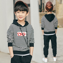 Boys' sweatshirt suit spring and autumn 2020 new style large and medium children's long sleeve hooded pullover Korean version 12 years old