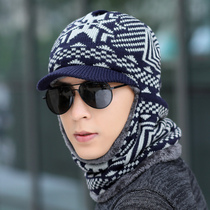 Hat Men Winter Plus Suede Thickened Wool Wire Knit Hat Han Edition Tide Bike Windproof Cap Gird Collar Integrated Hat Lady