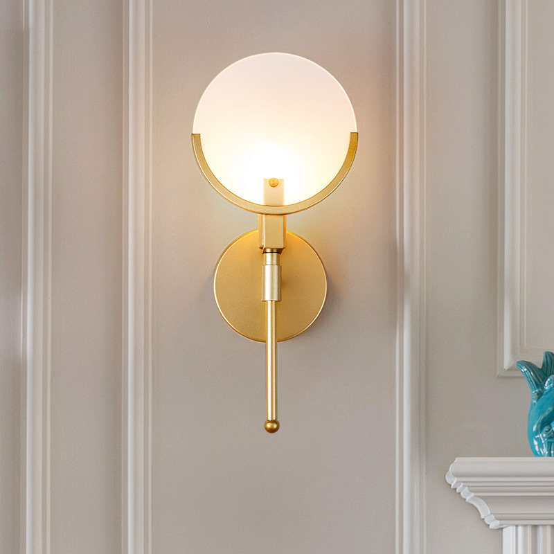 Nordic Light Lavish Living Room Wall Lamp Bedroom Bedside Headlights Rear Modern Aisle Stairs Room Brief Golden Background Wall Light