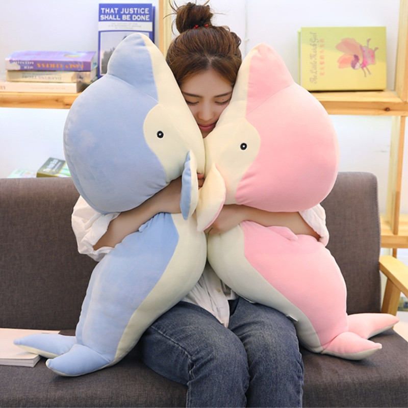 Cute dolphin paparazzi plush toy cuddled with pillow huddled with sleeping doll girl Korean toy birthday present Meng