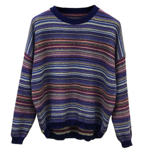 Демисезонный трикотажный свитер, оверсайз, круглый воротник