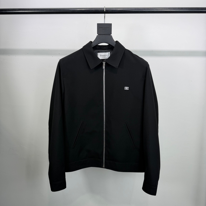 Zlvanchy Minimalist Ce Style Old Money Black Shirt Collar Zipper Jacket Unisex Slim Fit Coat