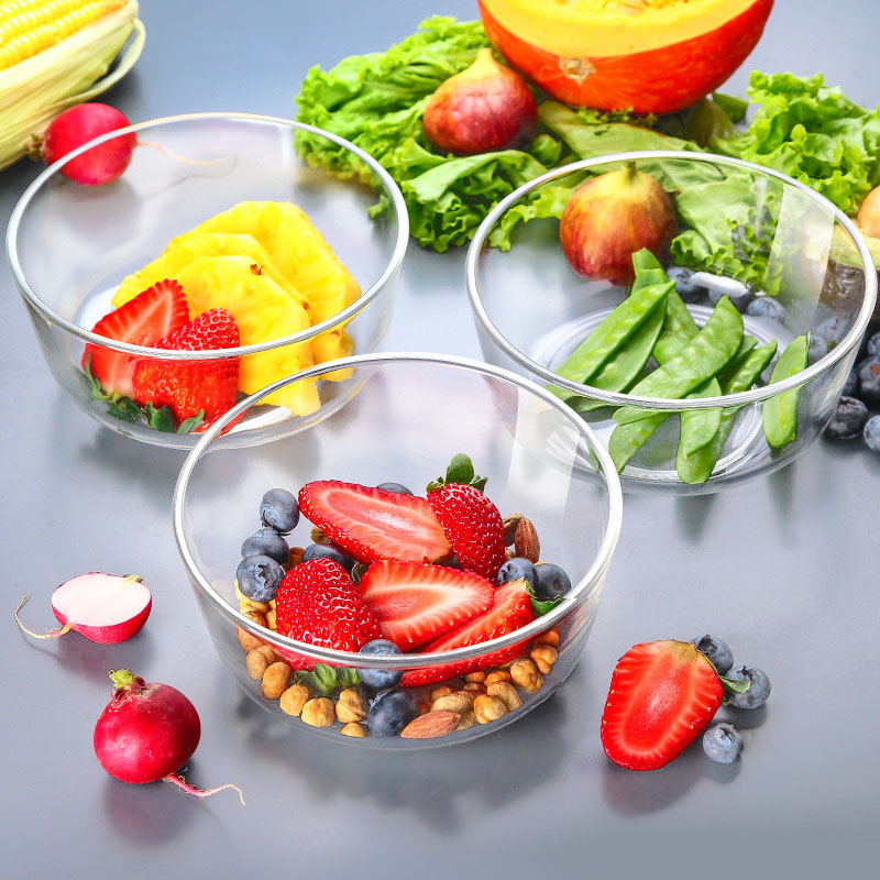 Ocean Fruit Salad Bowl Glass Bowl with heat resistant bubble bowl transparent round soup bowl thickens large bowls