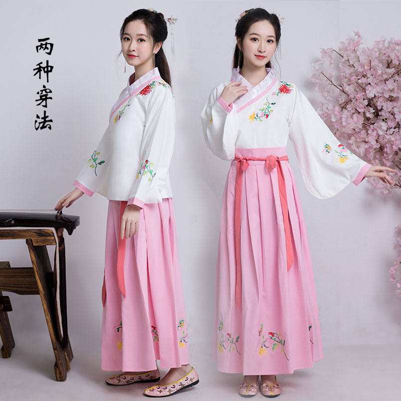 New Han suit women's autumn and winter style embroidered with flower Ming-made padded jacket with Chinese style of wind and ancient wind improvement of ancient dress and Confucianism