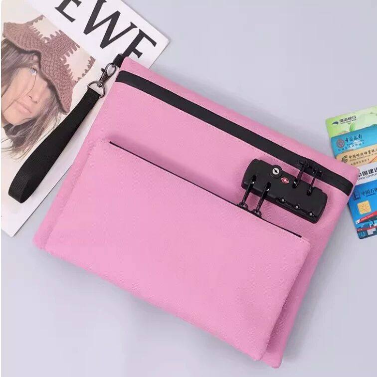 Storage Bag with Lock, Privacy Encrypted Document Bag, Mobile Phone, Tablet, Property Certificate, Card, Password Lock Bag, Cash Bag