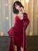 Đồ ngủ của phụ nữ mùa thu và mùa đông nhung vàng dây áo choàng của phụ nữ hai mảnh Dịch vụ nhà Hàn Quốc áo choàng tắm gợi cảm có thể mặc áo ngủ Night Robe