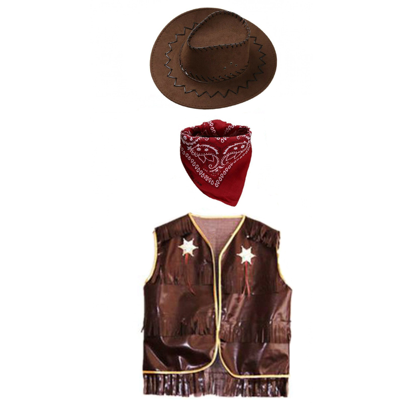 Halloween cosplay party waistcoat Scarf Dress adult children Men and women Western Cowboys Family parentresses