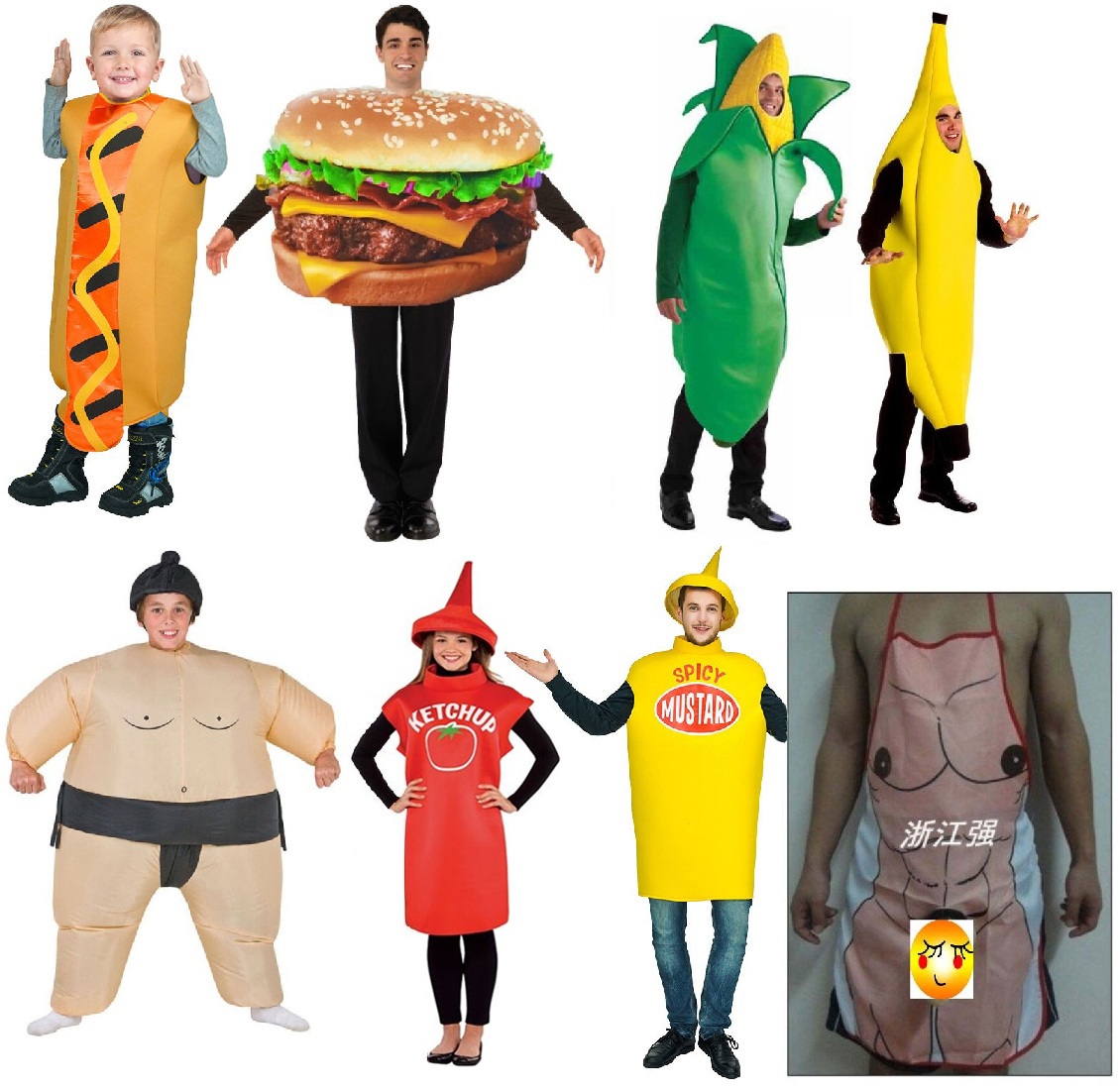 Halloween food theme costume Pizza Burger hot dog M Bean banana suit German Oktoberfest beer costume