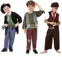 Fairy tale drama Fog orphans British down gentleman costume Childrens Day Street passers-by poor boy costume