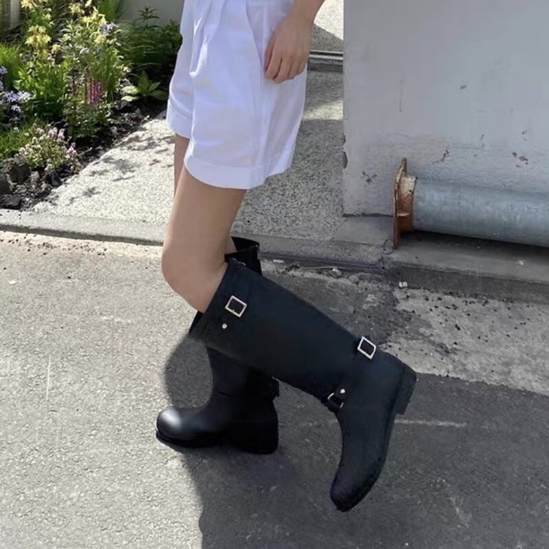 Lin Li Unit Waterproof Non-Slip Rain Boots Summer Boots for Women 2025 New Style Large Calf Circumference Slimming High Boots Long Boots