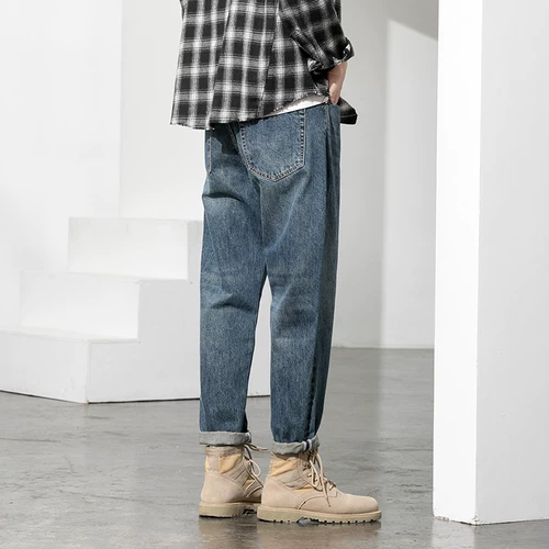 Демисезонные джинсы, штаны, свободный прямой крой, 2025 года