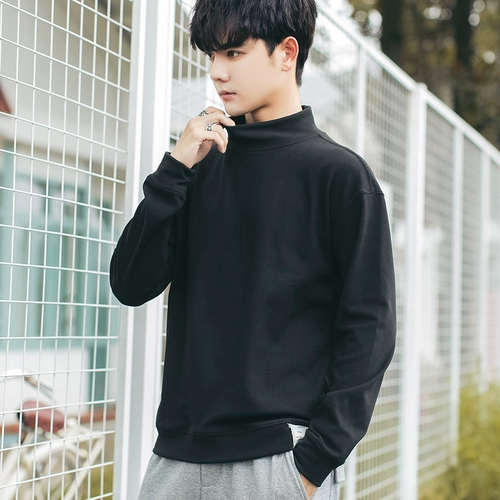 Мужской лонгслив, цветная приятная телу демисезонная трендовая универсальная осенняя толстовка, оверсайз, круглый воротник