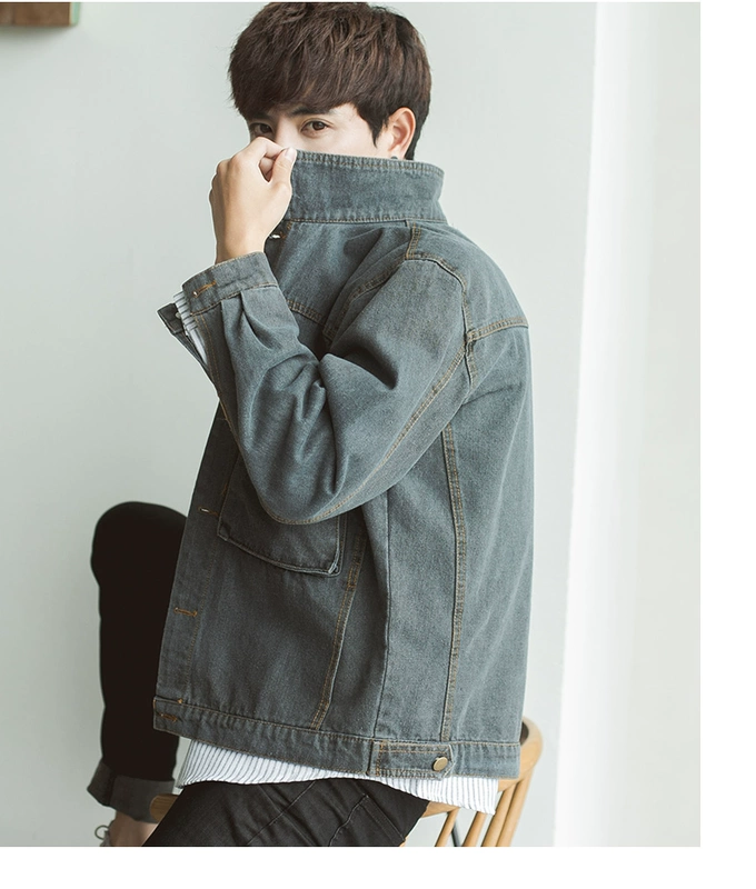 Mới đầu xuân và thu đông xu hướng nam lười biếng phiên bản Hàn Quốc của áo khoác denim mỏng manh áo khoác sinh viên đẹp trai hoang dã - Áo khoác đôi