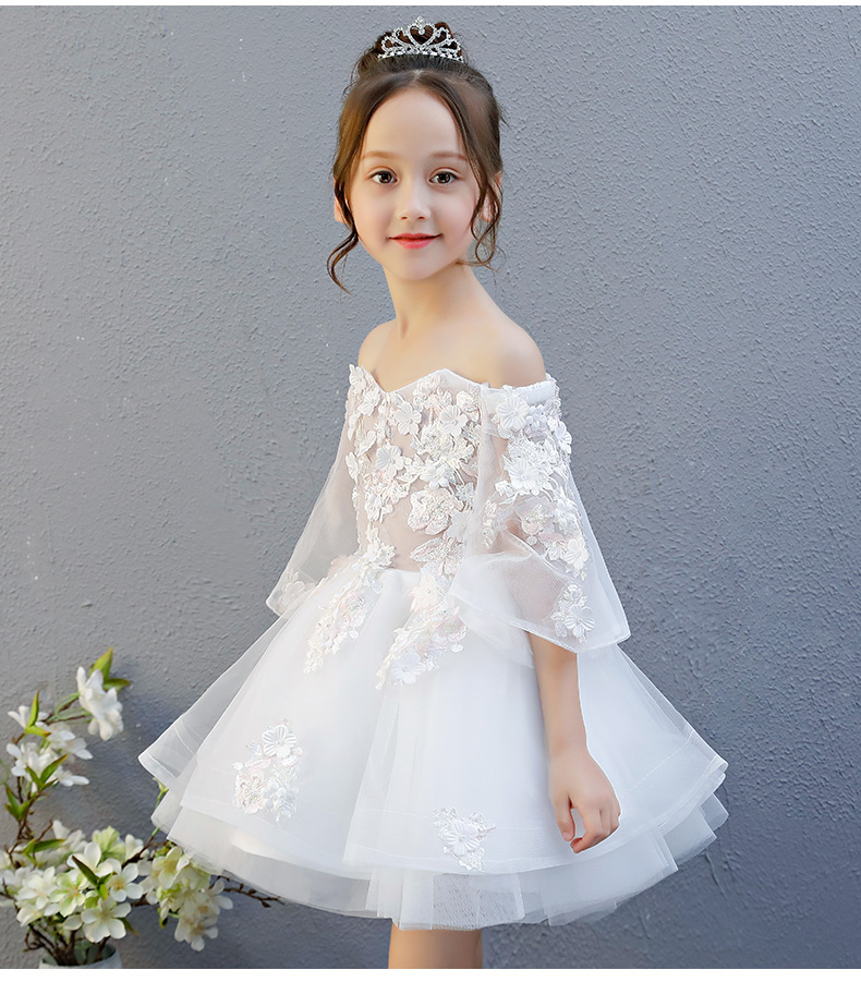 Váy cưới cho bé gái công chúa váy fluffy hoa cô gái sinh nhật từ vai váy dạ hội trang phục piano mùa thu đông set đồ vest bé trai