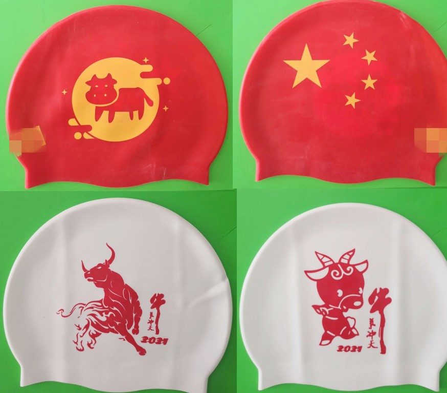Children's swim cap red silicone 2022 new bull rushing men and women teenagers with high bullets and waterproof