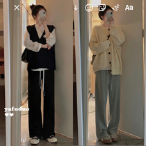 Draw Rope Sports Pants Woman Summer Thin loose wide leg pants High Street Ins Chains Chains slim 100 lap casual wear pants