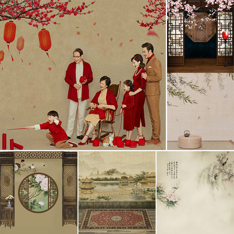 Photo studio shooting background cloth Children take pictures Photography anchor live costume Chinese style family portrait Ancient style background paper
