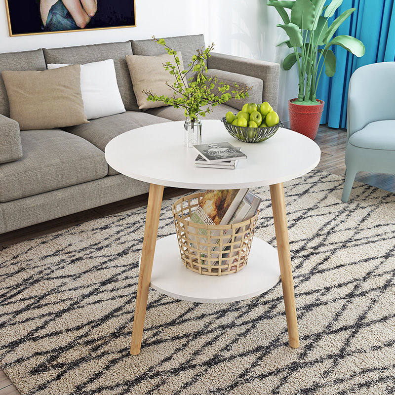 Nordic Solid Wood Legs Small Tea Table Bedside Roundtables Brief modern Living room Small family Type Balcony Casual Corner Table