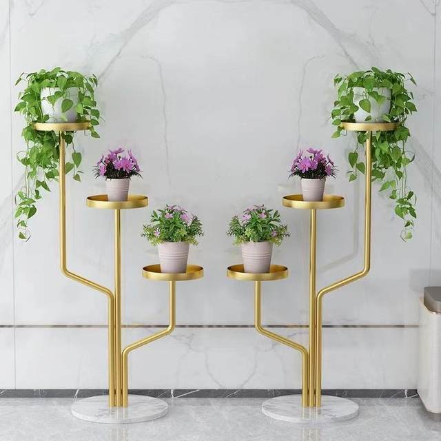 Nordic marble flower stand creative indoor floor-standing decoration rack pot flower rack ທາດເຫຼັກຫຼາຍຊັ້ນດອກຢືນ rack ເກັບຮັກສາງ່າຍດາຍ