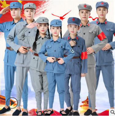 Adult Eight-way Army Performance Clothing Cotton Linen Children's Red Army War of Resistance Army uniforms New Fourth Army clothes Choral Men and Women Suits
