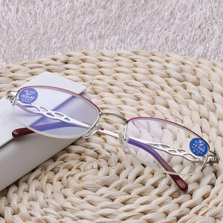 Hongfu Anti-Blue Light Reading Glasses for the Elderly, Anti-Radiation, Anti-Fatigue, Half-Frame Women's Reading Glasses, Fashionable Korean Style