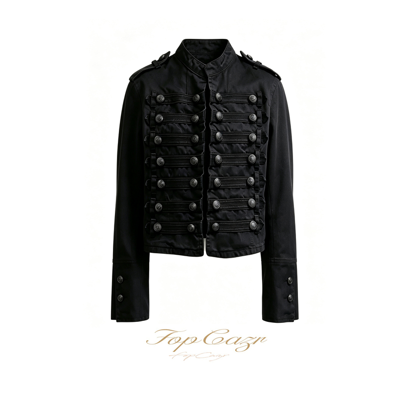 Fopcazr Napoleon Coat, Palace Style, Washed Heavy Denim Jacket for Spring and Autumn, Unisex Jacket