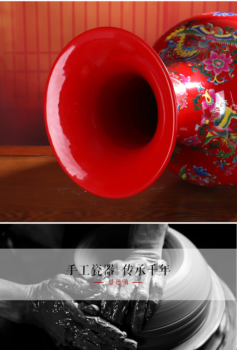 China red large vases, jingdezhen ceramics high TV ark to heavy adornment furnishing articles archaize sitting room