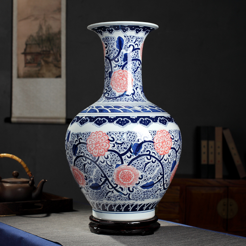 Large blue and white porcelain vase archaize sitting room of Chinese style household furnishing articles of jingdezhen ceramics flower arranging decorative arts and crafts