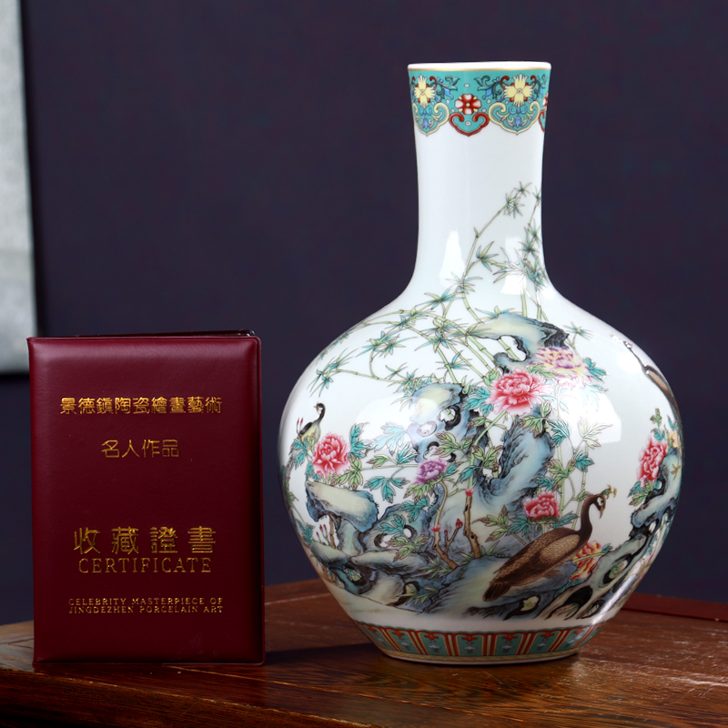 New Chinese style of jingdezhen ceramics vase flower arranging light key-2 luxury furnishing articles I sitting room office handicraft ornament