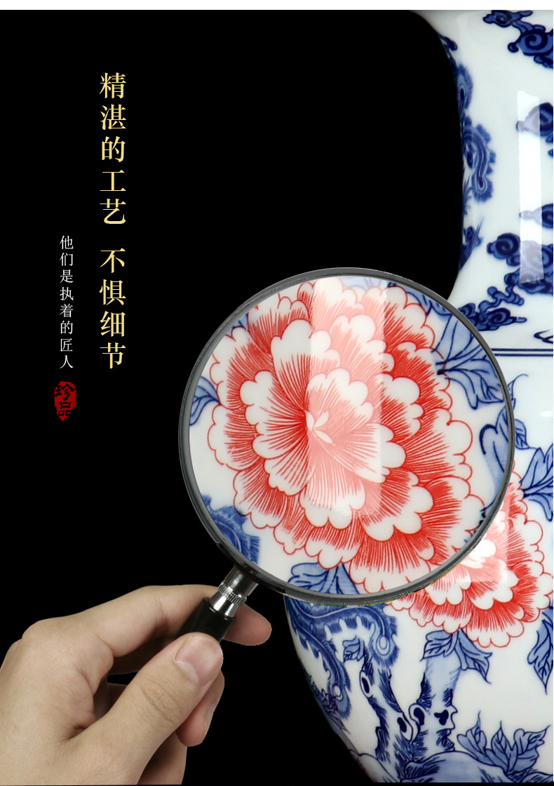 Chinese blue and white porcelain vase peony gourd landscape of archaize of jingdezhen ceramics furnishing articles sitting room adornment handicraft