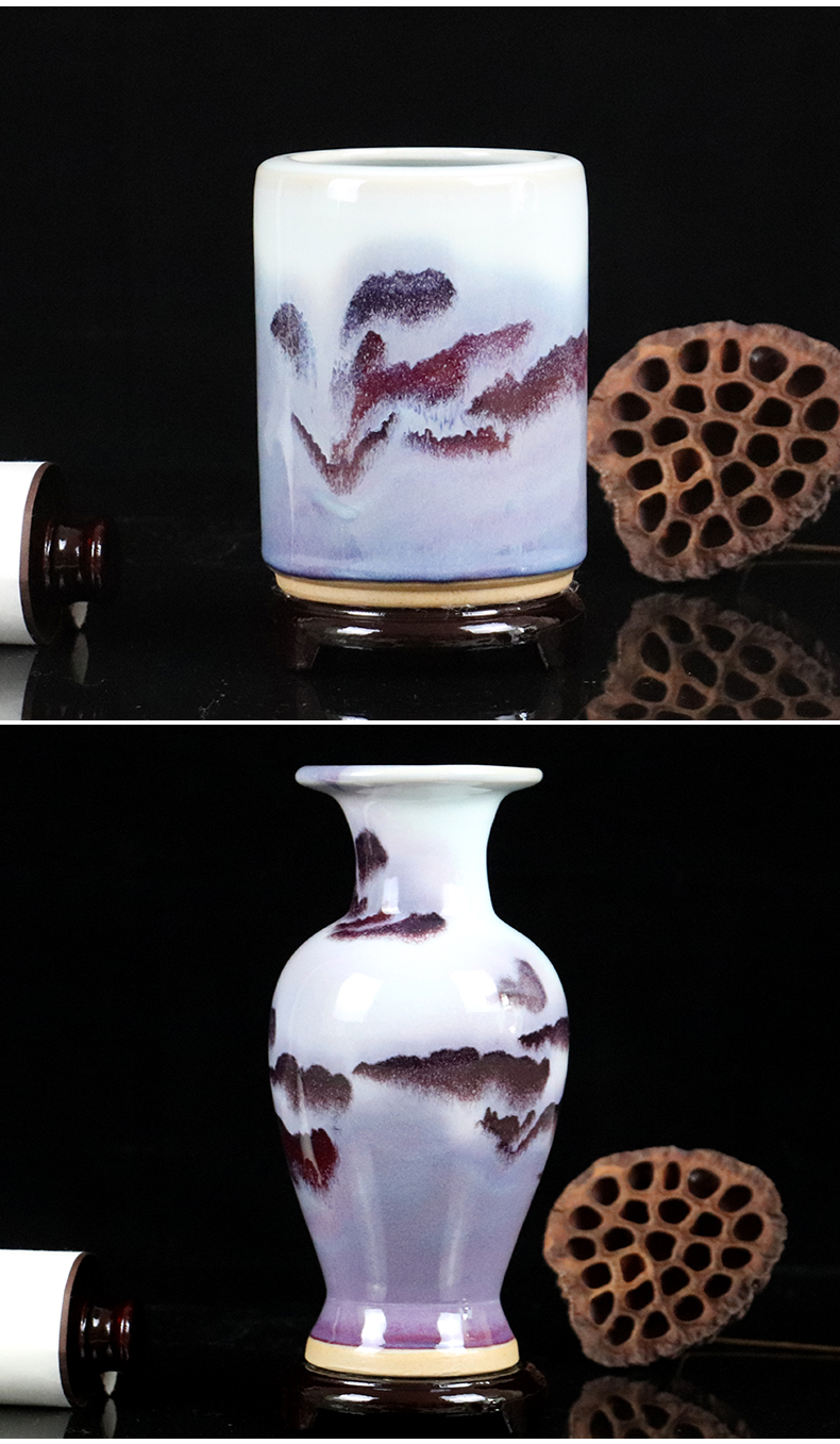 Creative ceramics vase furnishing articles brush pot sitting room of jun porcelain jingdezhen dried flower arranging flowers small decorative arts and crafts