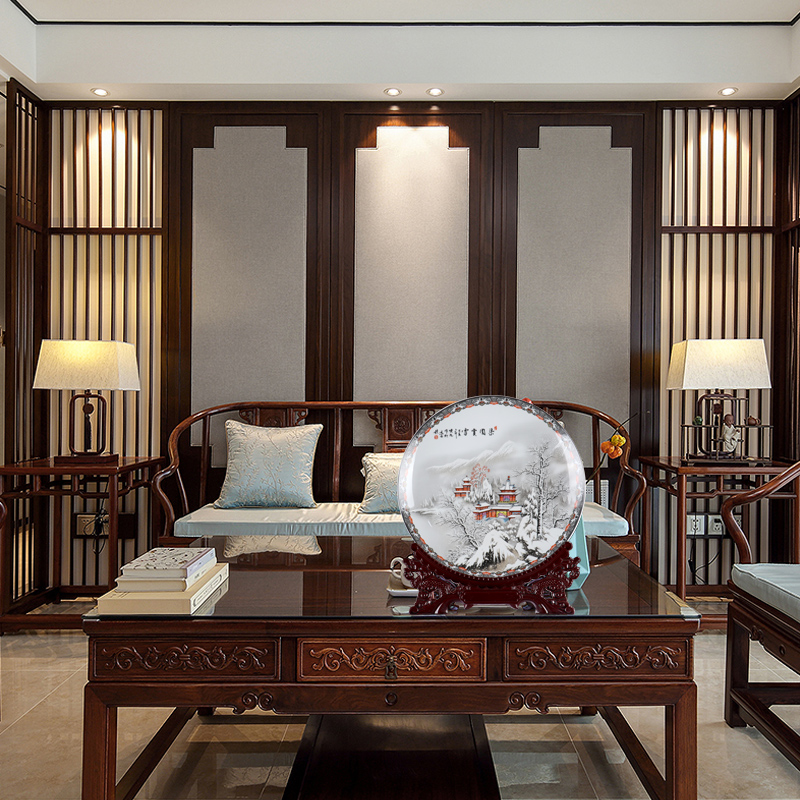 Large sat dish of Chinese pottery and porcelain wine sitting room handicraft furnishing articles rich ancient frame office decorations hanging plate