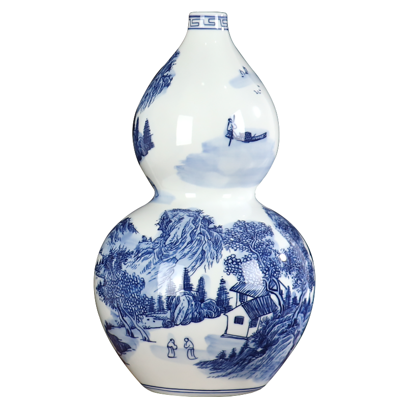 Gourd blue and white porcelain vase Chinese jingdezhen ceramics archaize furnishing articles sitting room flower arranging landscape decoration