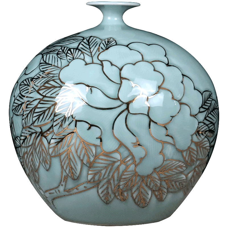 Hand - made paint pomegranate bottles of jingdezhen ceramics vase masters shadow blue glaze new Chinese style sitting room adornment is placed