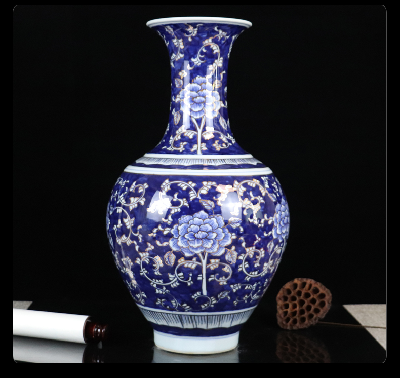 Large hand made blue and white porcelain vase archaize sitting room of jingdezhen ceramics flower arranging Chinese rich ancient frame collection furnishing articles